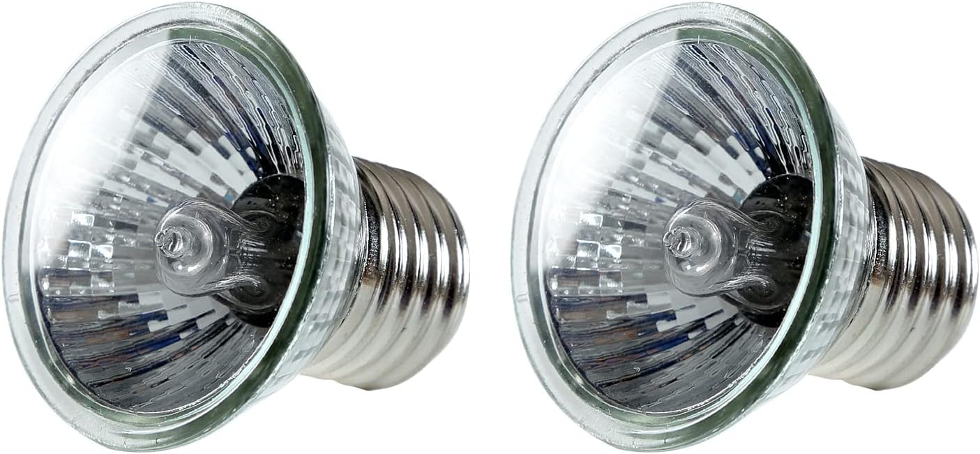 PewinGo 2Pack 50W UVA UVB Heat Lamp Bulbs for Reptiles