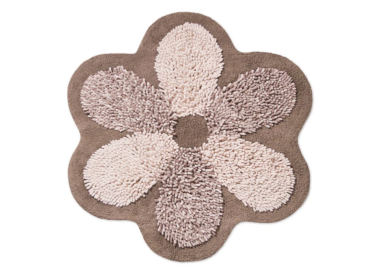 BIANCHERIAWEB Tappeto A Fiore Casa Bagno Cotone Spugna Morbida Antiscivolo Flower Tortora