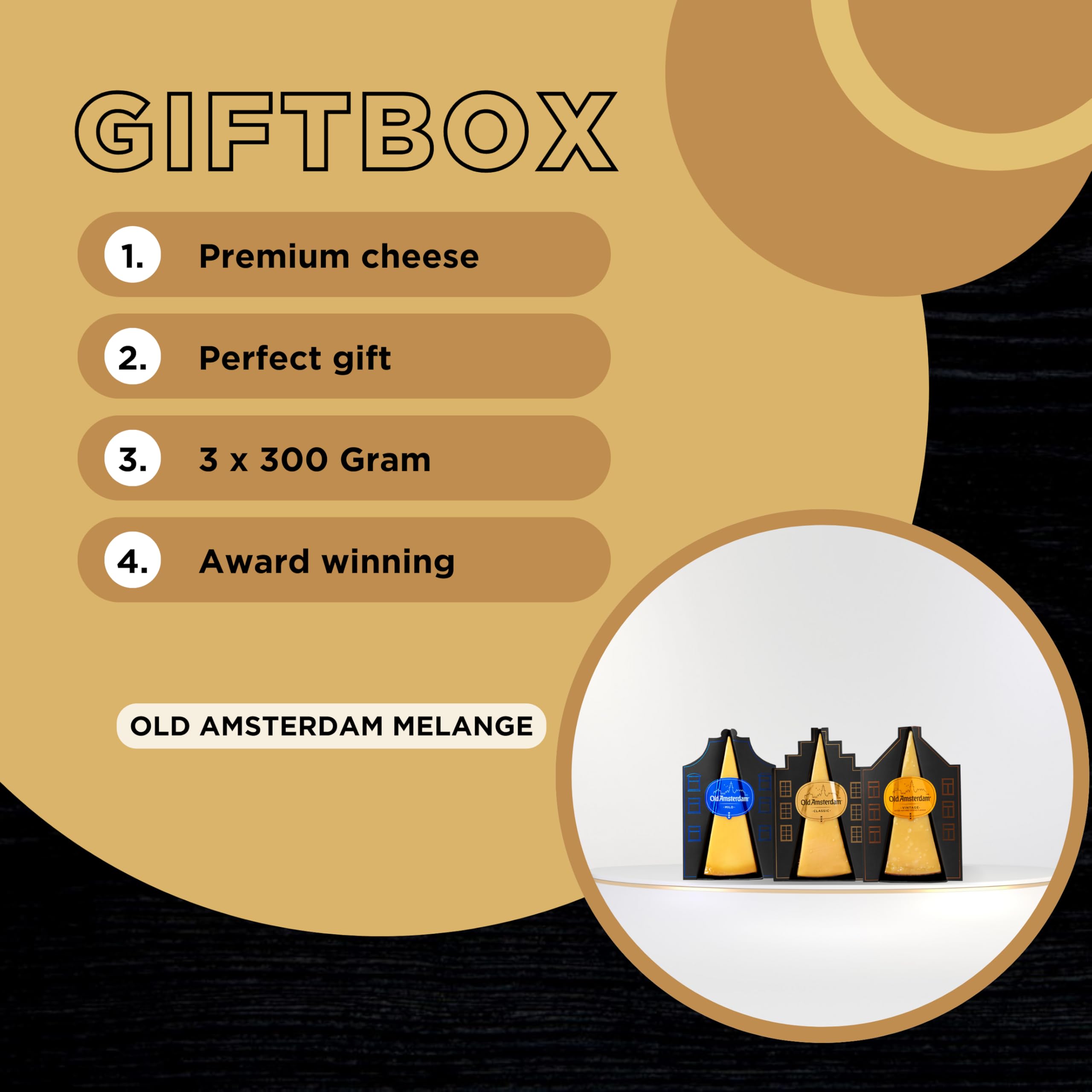 Old Amsterdam 3er-Set Geschenkpaket Boote 3 x 300 Gramm Käse Mild Klassisch Vintage Weihnachtspaket Luxus Geschenkset