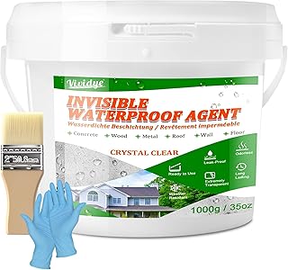 Étanchéité Liquide Transparent 1KG, Revêtement Mural Imperméable Transparent, Scellant Isolant Étanche pour Toiture, Salle de Bain, Terrasse, Carrelage, Béton, Imperméable Extérieur et Intérieur