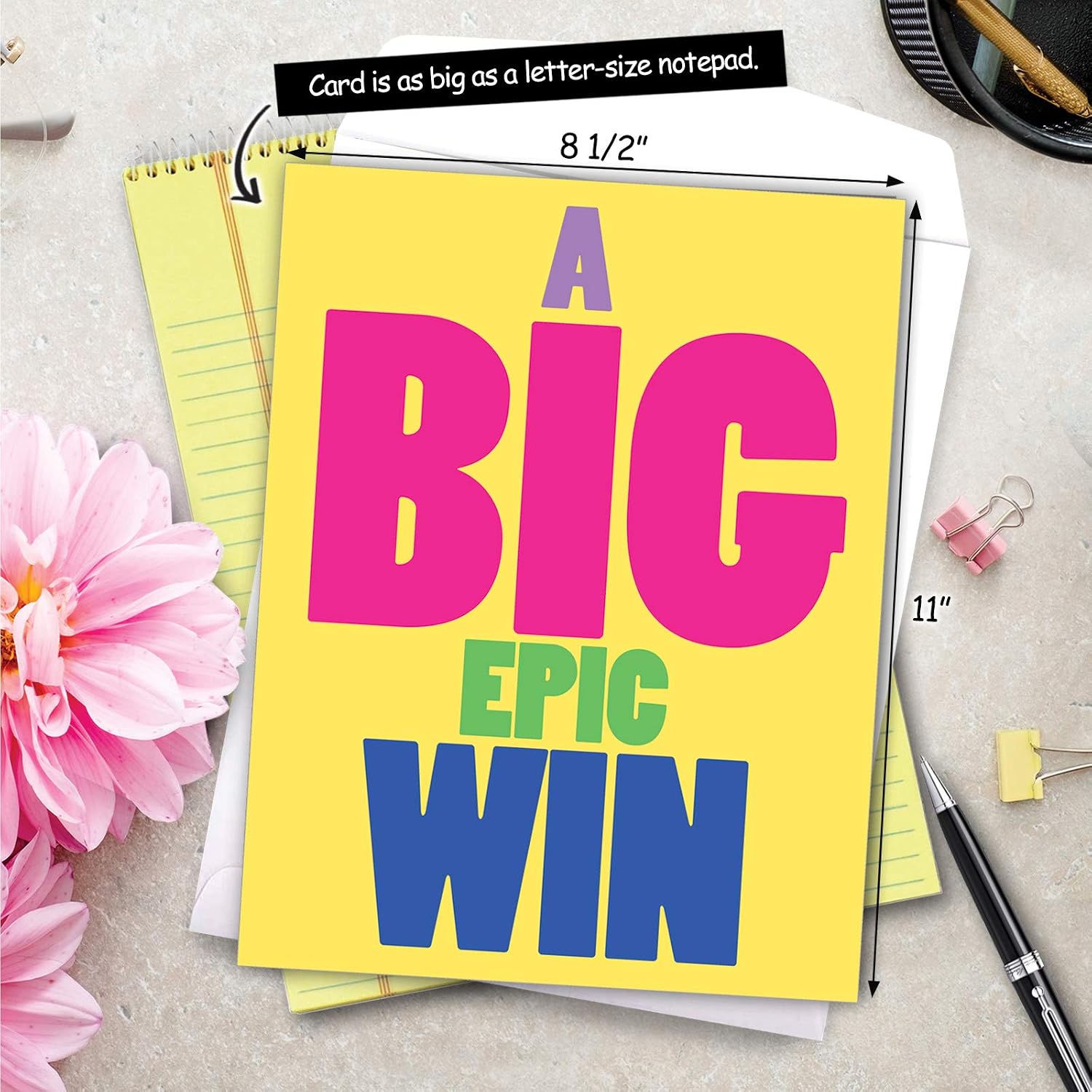 NobleWorks Big Epic Win' Congratulations Card w/ Envelope, Colossal Shout Out for A Big Epic Win and Victory - Image 4