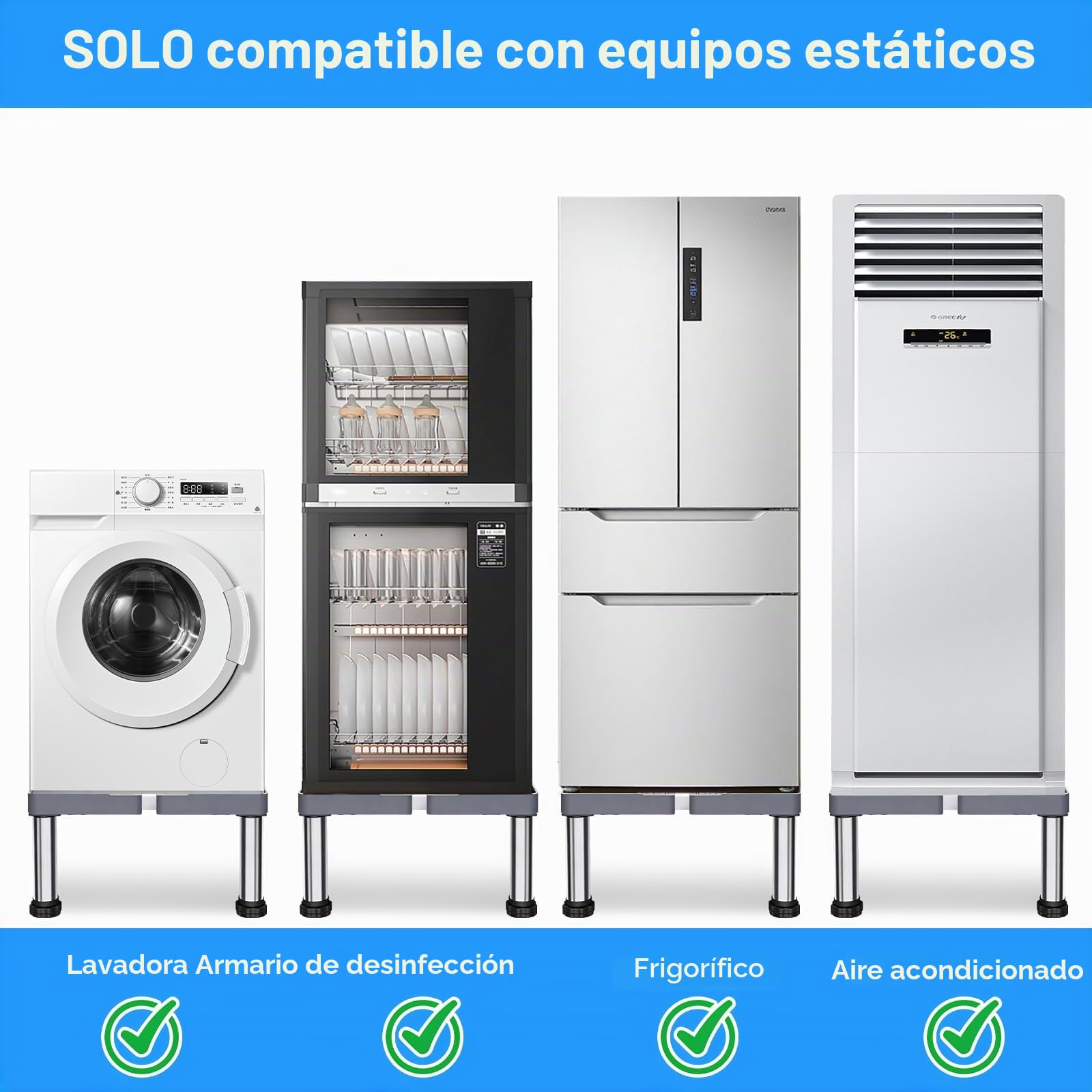 Yolispa Base Lavadora con 4 Patas Antideslizantes, Soporte para lavadora, Soporte Ajustable para Lavadora Secadora Frigorífico, Base para Lavadora Alta Carga 300KG