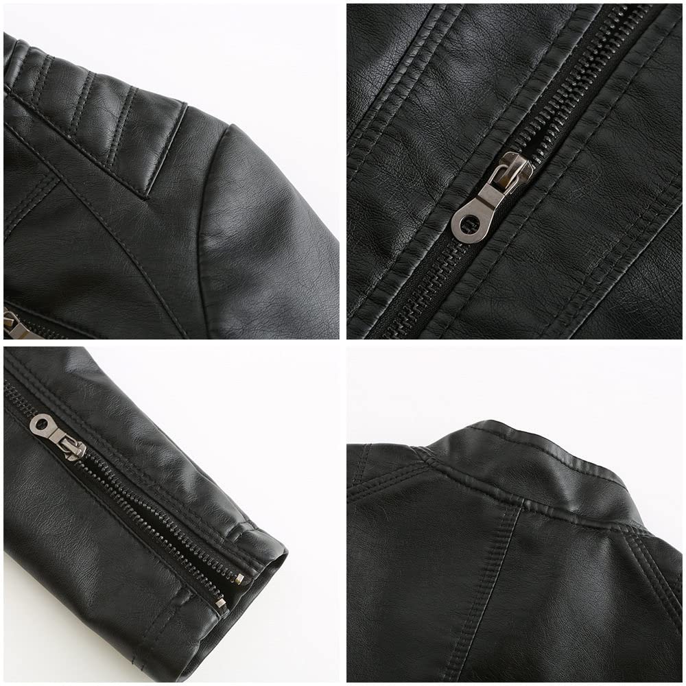 Lederjacke Damen,Damen-Kunstlederjacke, Braun, Gesteppt, Pu, ​​Moto-Biker-Mantel, Reißverschlusstaschen, Shacket-Bomberjacke, Schmal, Lange Ärmel, Kurzer Blazer, Motorrad-Freizeitjacke, Oberbekl