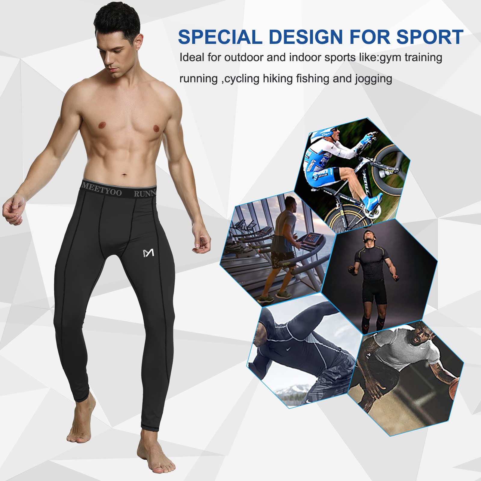 MEETYOO Herren Kompressionshose Kompressionshose für Herren, Kühl, Trocken, Sport, Workout, Laufhose, Leggings