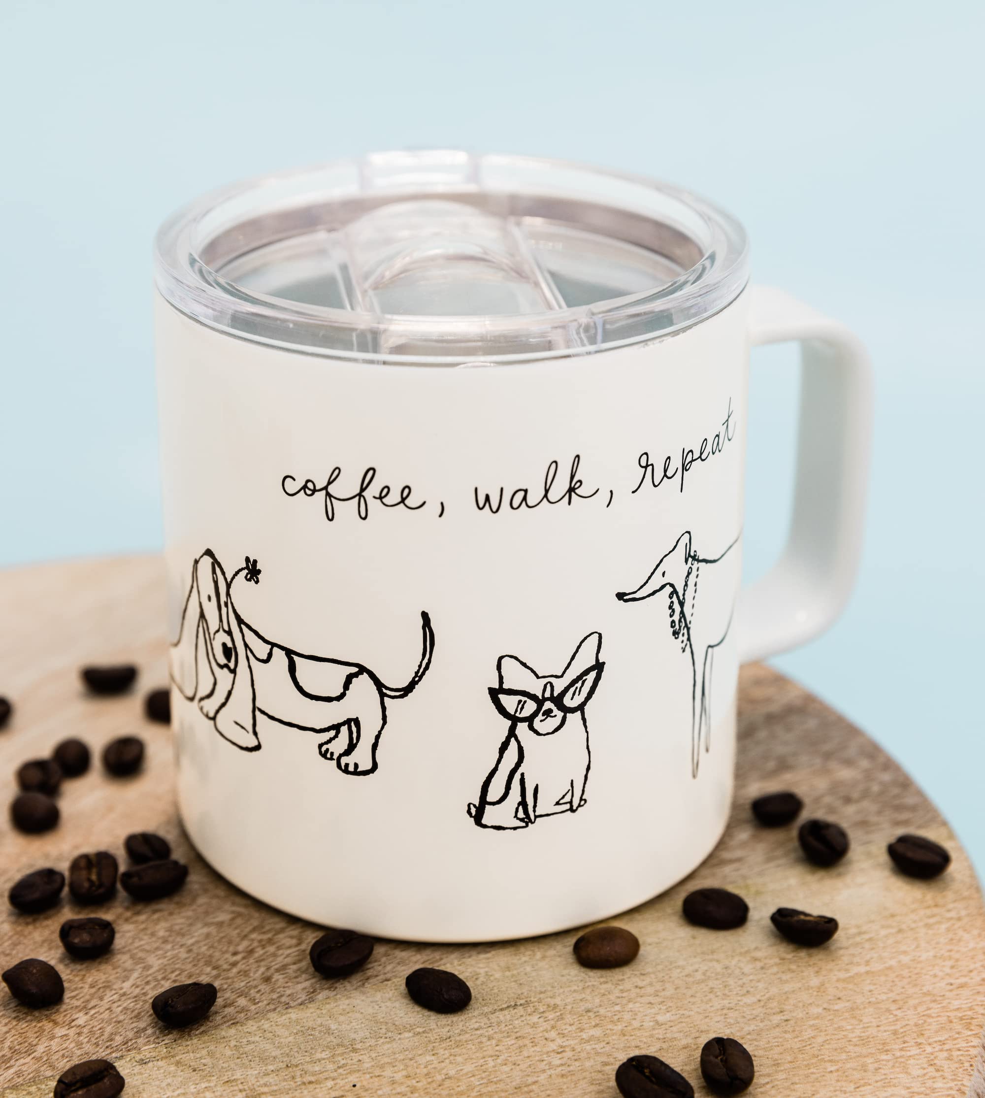 Amazon.com: kate spade new york Stainless Steel Insulated Mug with Handle  and Lid, 16 Ounce Double Wall Tumbler, Reusable Coffee Travel Mug for Hot  and Cold Drinks, Dog Party : Home &
