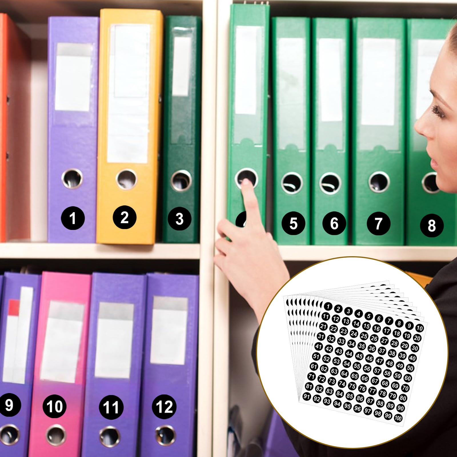 Autocollants Numérotés 1 à 100 - 10 Feuilles D'Étiquettes Rondes Noires | Parfait Pour Classement