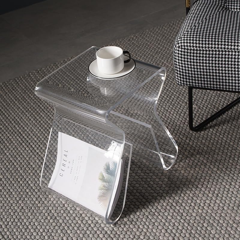 Table d'appoint salon acrylique TUSUOD transparente et mobile - 4