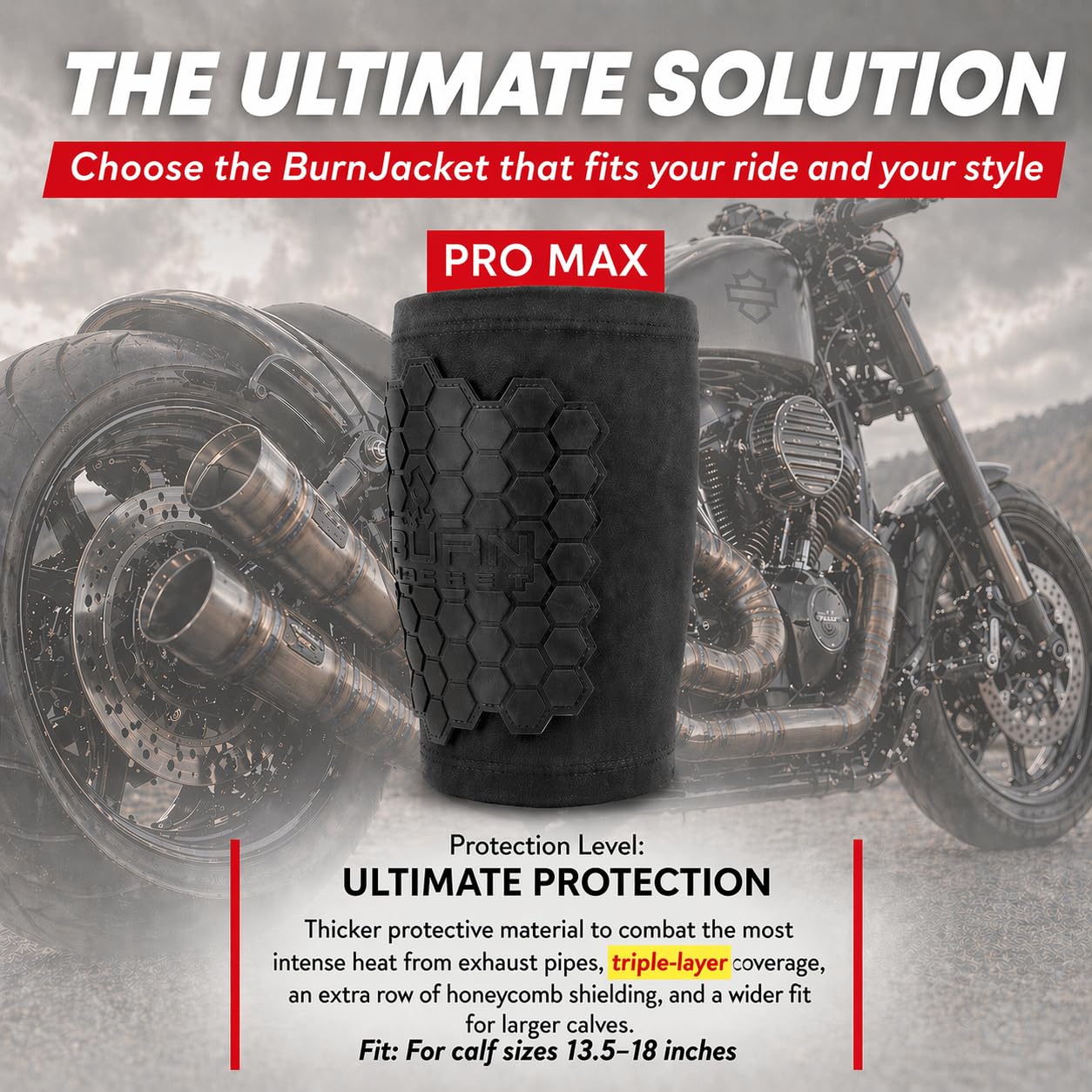 BurnJacket - Protector de pierna para tubo de escape de motocicleta