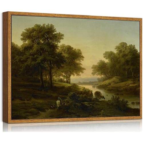 Framed Canvas Vintage Wall Art Home Decor Forest in Oil Painting Canvas Prints Wall Decor for Bedroom Bathroom Livingroom Decor Office Wall Art (the landscape, 12x16)