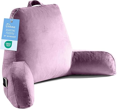 Miniatura 19 de Almohada de lectura para sentarse en la cama para adultos, almohada de lectura extra grande con espuma viscoelástica triturada, almohada de espalda