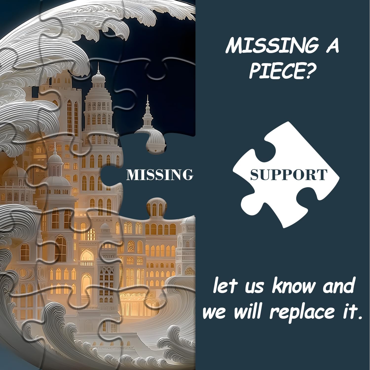 Impossible Landscape Puzzles for Adults 1000 Pieces,White Paper Cut Art Cityscape Moon Architecture Puzzles,Unique Buildings Jigsaw Puzzle Challenge