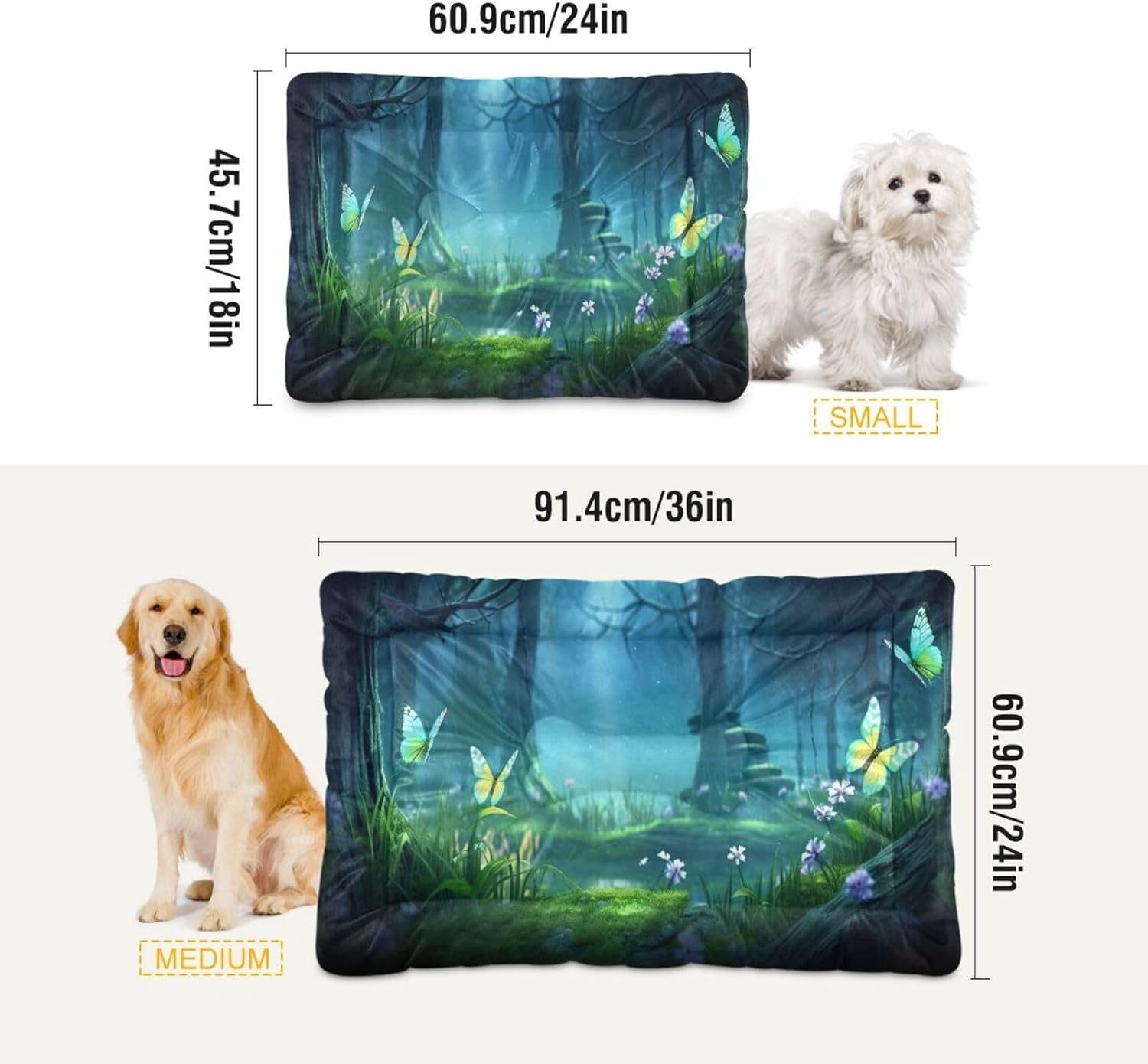 review Fairy Land Night Pet Bed Mat, Non-Slip Washable Pee Pads Soft Comfortable Dog Bed Mat for Floor Living Room Sofa 24 X 18 Inch