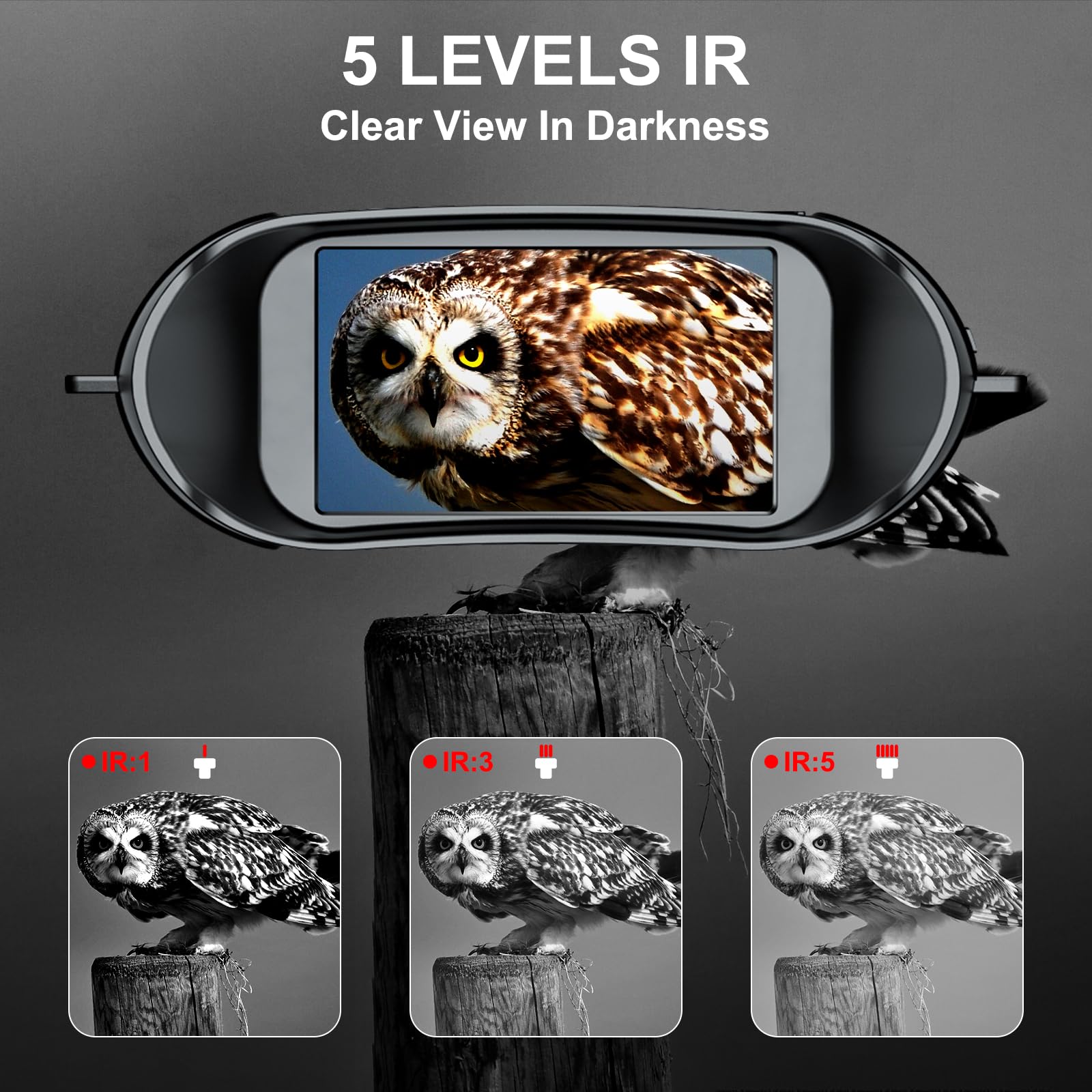 4K 48MP Binocolo Visione Notturna, 5000 mAh, Zoom 8X, Portata 400 m, Include Scheda da 64 GB, Schermo da 3" Binocolo Visione Notturna per Campeggio, Caccia e Sicurezza