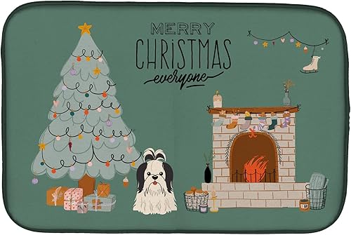 Miniatura 263 de Caroline's Treasures CK7824DDM - Tapete absorbente para secado de platos con diseño de bulldog inglés, rojo y blanco, para encimera de cocina, 14 x