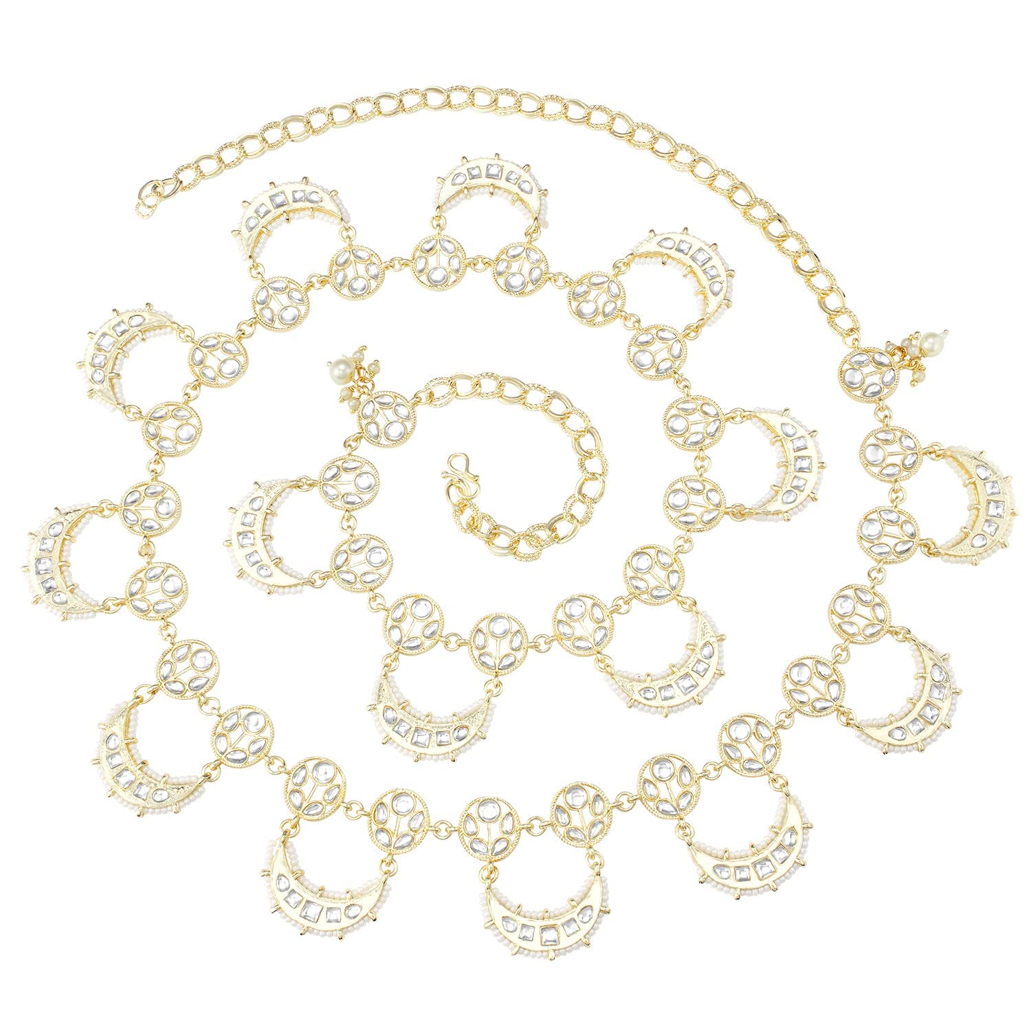 I Jewels 18K Gold Plated Traditional Ethnic Kundan Studded Adjustable Pearl Kamarband/Belly Chain/Kandora/Wait Belt For Women (B041W) (B0BSBWST47) Amazon Price History, Amazon Price Tracker
