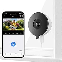 Mrowly 2K Telecamera per Finestre da 3MP, Telecamera Interno Wifi 2.4G, 5G, Con Visione Notturna a Colori, Rilevamento Personali, Veicoli, Sorveglianza 24, 7, Senza Perforazioni, Adatta per l’esterno