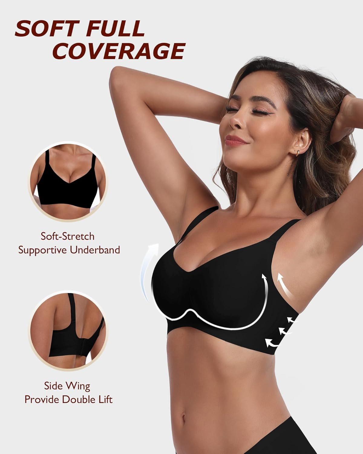 Wireless Comfortable Bra Seamless No Underwire Bras Full Coverage Push Up Women Wirefree Bras with Support - Image 2