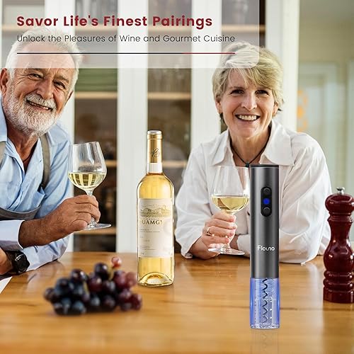 Miniatura 7 de Flauno Abridor de vino eléctrico recargable, abridor automático de sacacorchos de botella de vino con cortador de lámina, tapón de vino al vacío,