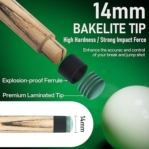 Miniatura 4 de Kmise Break Jump Cue Stick - Taco de Billar de 21oz 23oz 25oz 28oz para Quiebres Explosivos y Saltos Sin Esfuerzo, Taco Pesado de Salto y Quiebre