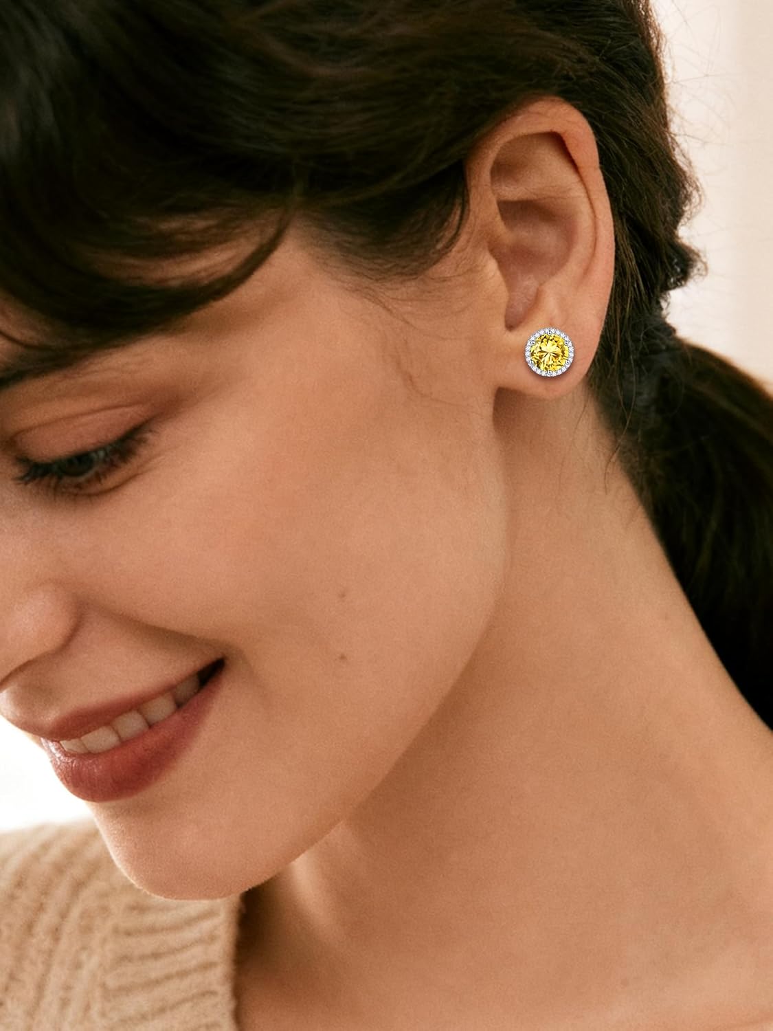 ChicSilver 925 Sterling Silver Birthstone Earrings for Women, 8MM/2 Carat Heart & Round Cubic Zirconia Stud Earrings, Hypoallergenic Jewelry, Ideal Birthday or Christmas Gifts - Image 2