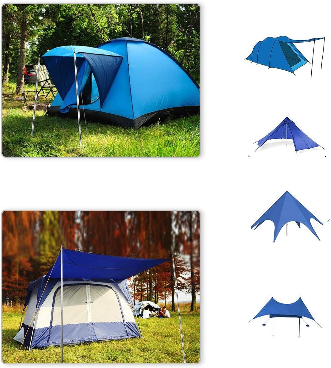 SANLIKE Pali Telescopico per Tenda da Campeggio 200cm, Asta Telescopica per Tenda da Campeggio, Pali di Ricambio per Tenda in Acciaio Inox Palo da Sole a Baldacchino per Spiaggia Montagna Escursione