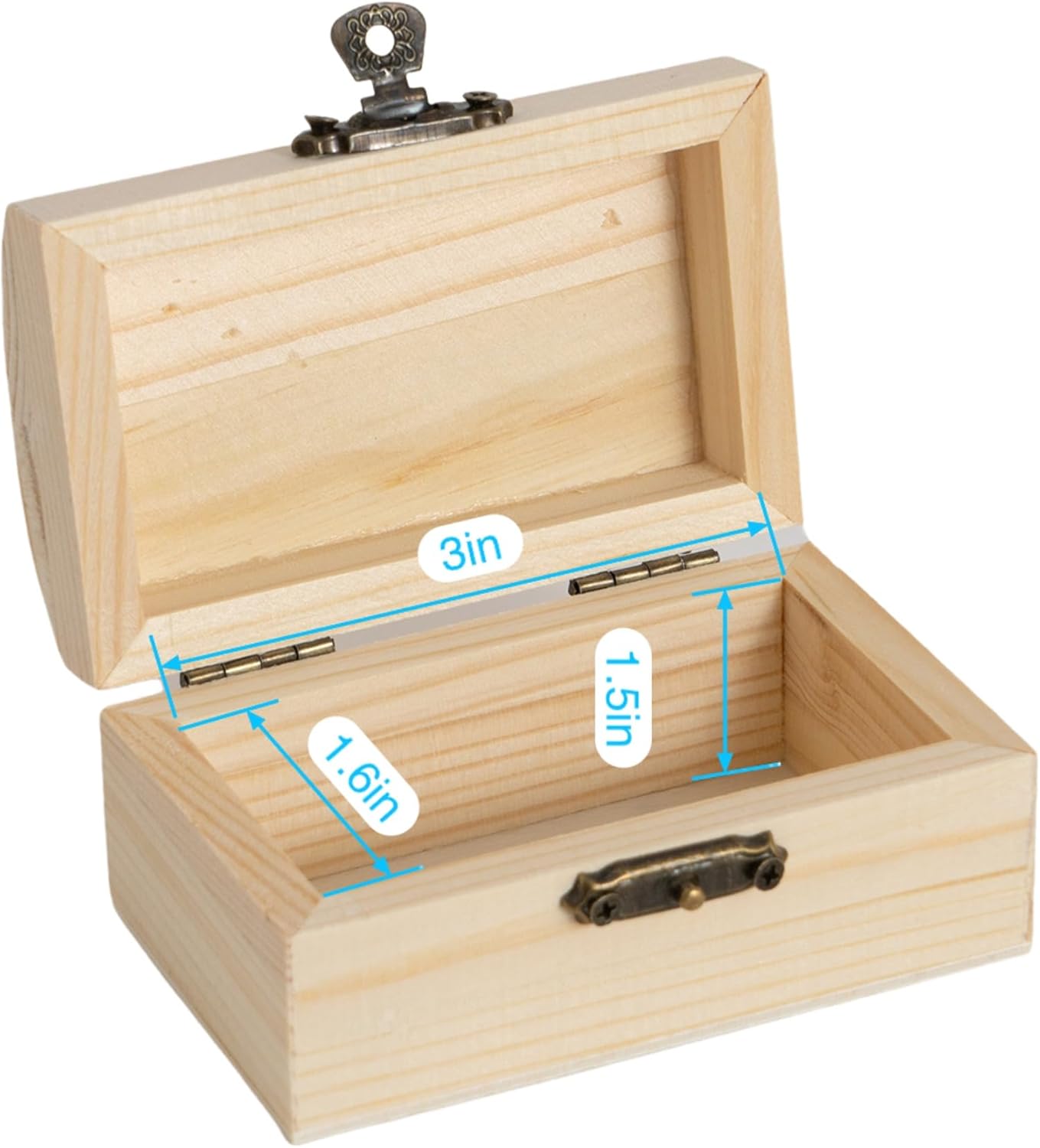 24 Piece Small Wooden Box Unfinished Wooden Treasure Box with Lids for DIY Crafts (3.6 x 2.1 x 1.8 inches)