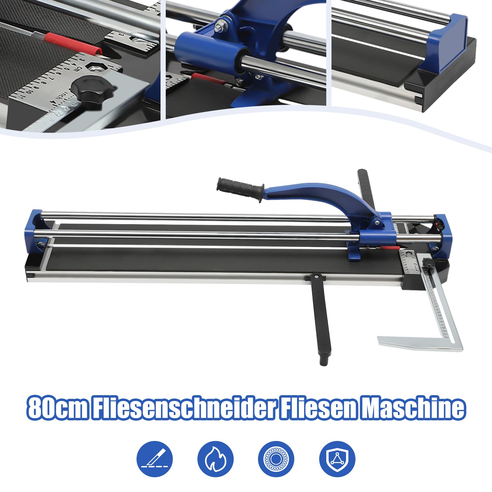 Cortador manual de azulejos de 800 mm de longitud de corte – Cortador de azulejos para azulejos de pared y suelo – con láser de precisión y doble riel – Rueda de corte de carburo de tungsteno máx. 15