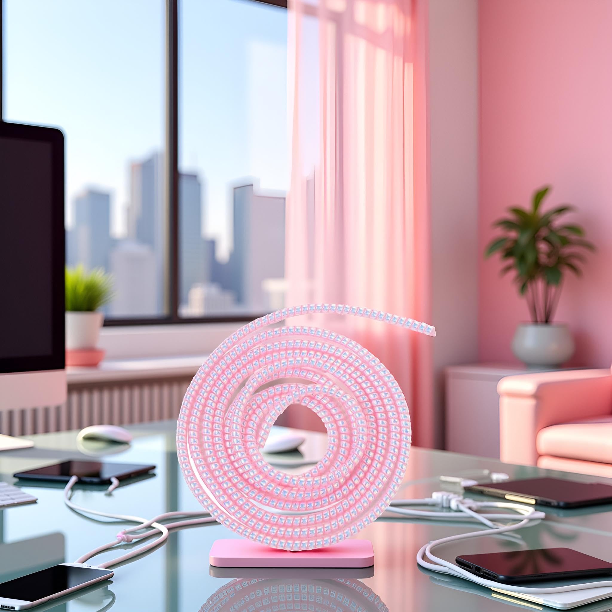 Laser Pink Spiral Cable Protector Sleeve - Tangle-Free Cord Saver For Chargers, Headphones, USB Cables & Pet Chew Prevention - View #7