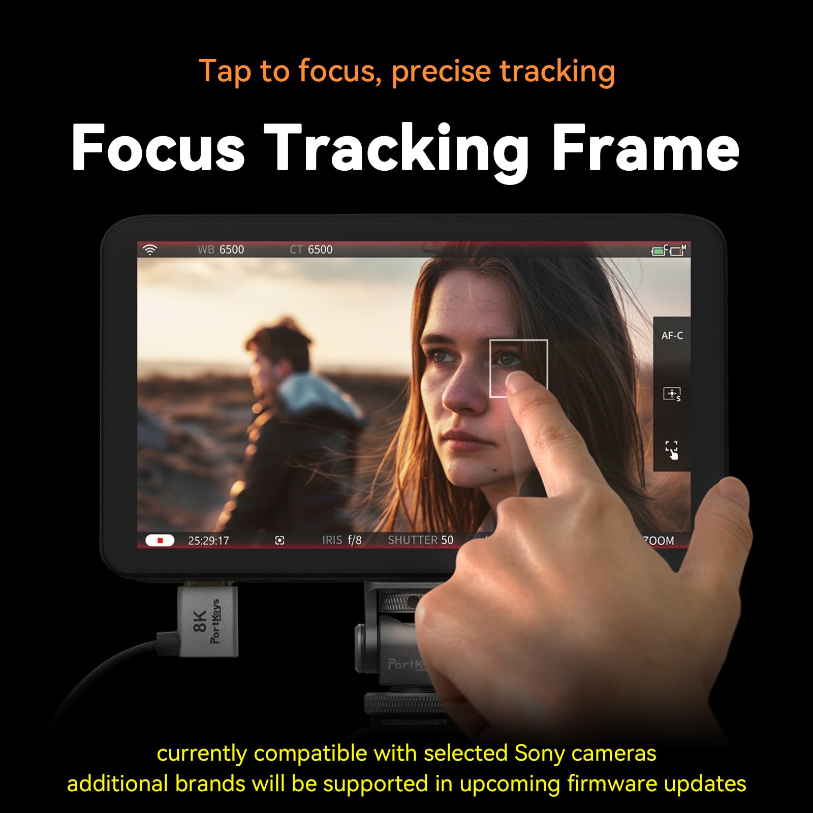 Portkeys LS7P - Monitor de cámara de 7 pulgadas, pantalla táctil, control inalámbrico, videocámara para FX3/FX6/FX30/RX10/A7S III EOS C80/C400 BMPCC 4K/6K