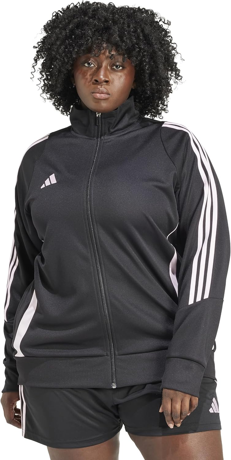 adidas women’s tiro 24 training jacket 2x black/clear pink