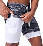 Men's Running Shorts Quick Dry Workout Gym Shorts Athletic 2-in-1 Stealth Shorts Outdoor Short for Men with Pockets