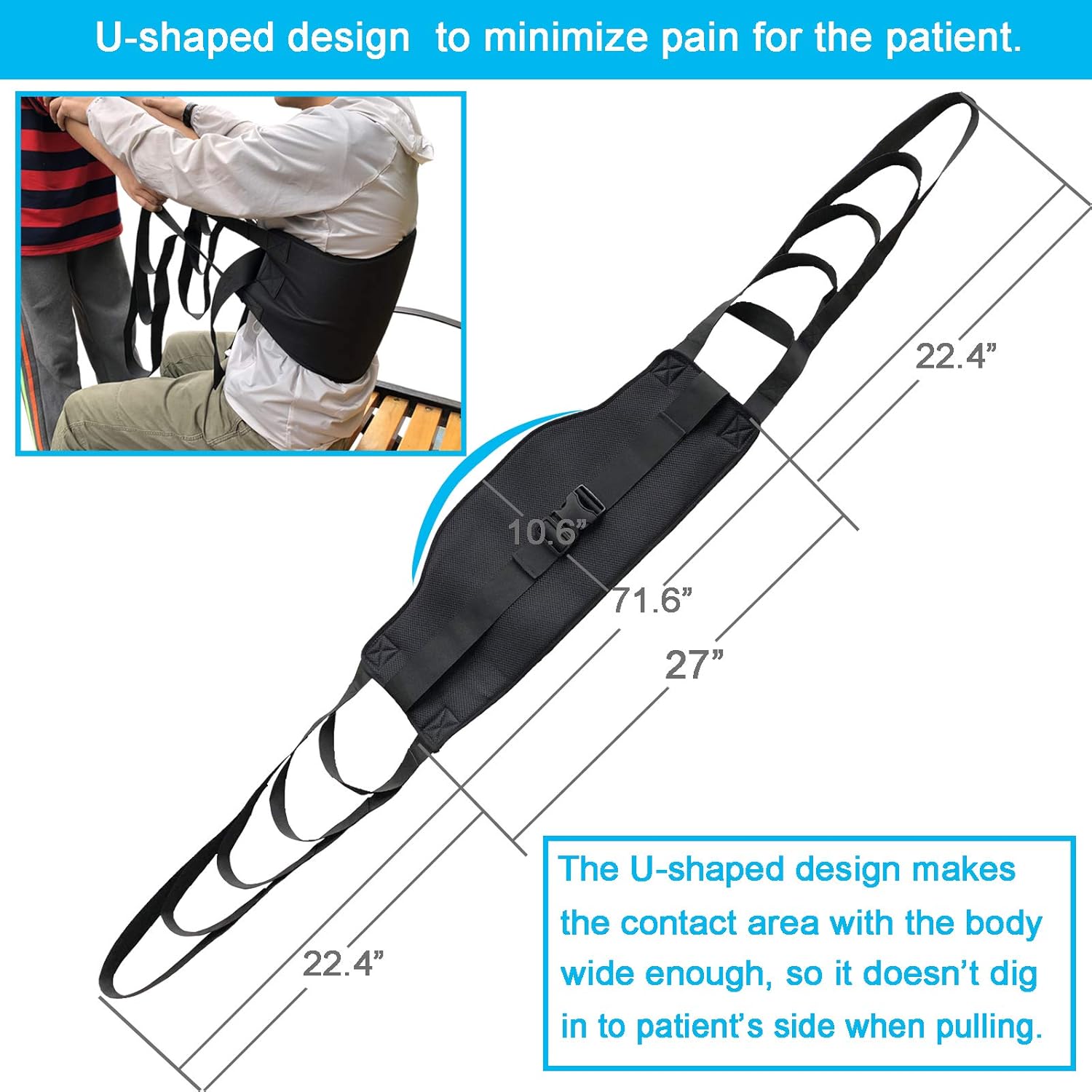 Transfer Belt Sit to Stand Lift Sling for Elderly Disabled & Bedridden Patients, Medical Nursing Stand Assist Portable Transport Sling for Moving Repositioning and Rolling, 400lb Weight Capacity : Health & Household