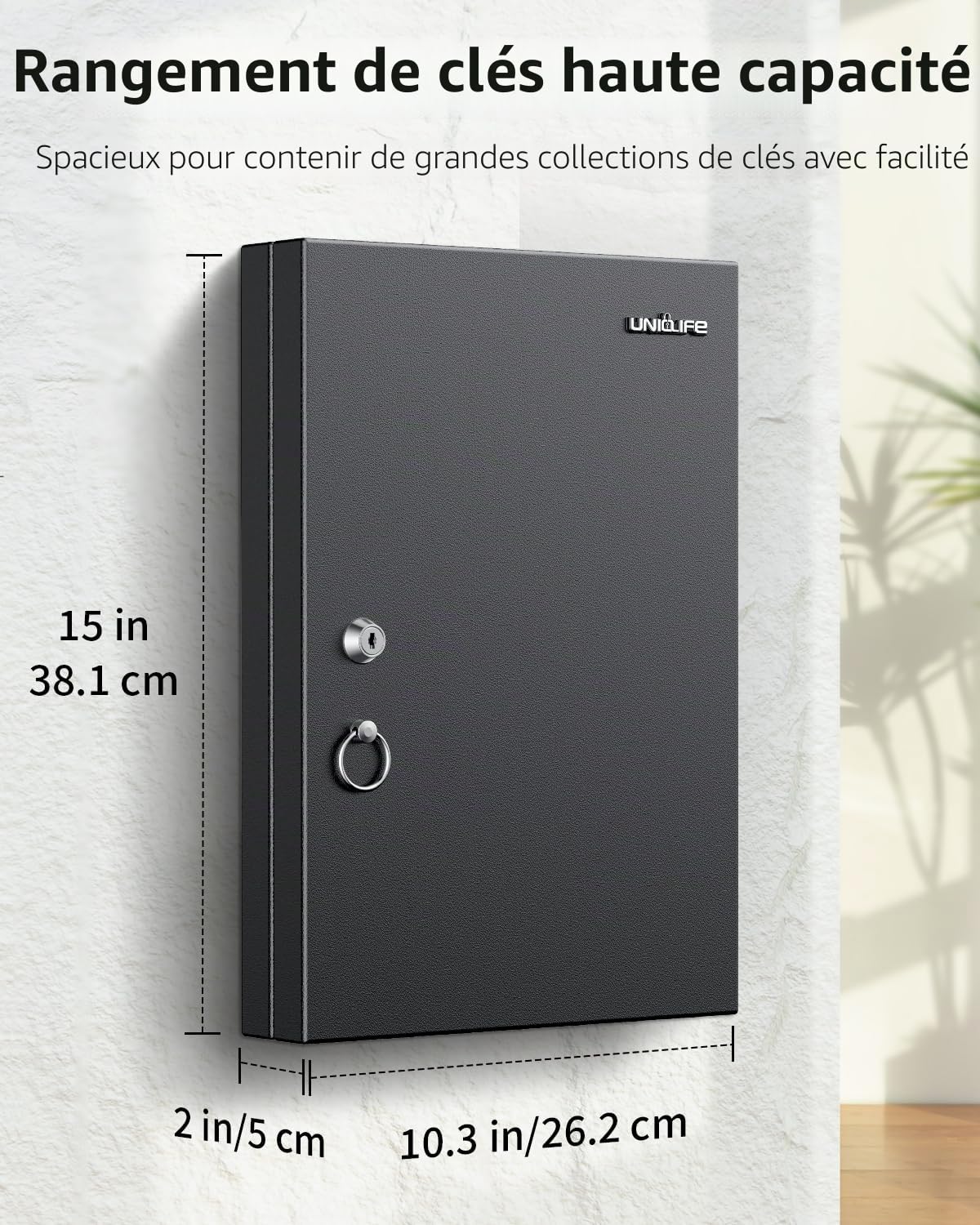 Uniclife 32 Position Key Lock Box, Boîte à clés Murale, Organisateur de clés de Voiture avec Porte-clés et étiquettes écrites, Cabinet de clés de sécurité, Boîte de Stockage de Porte-clés de Voiture