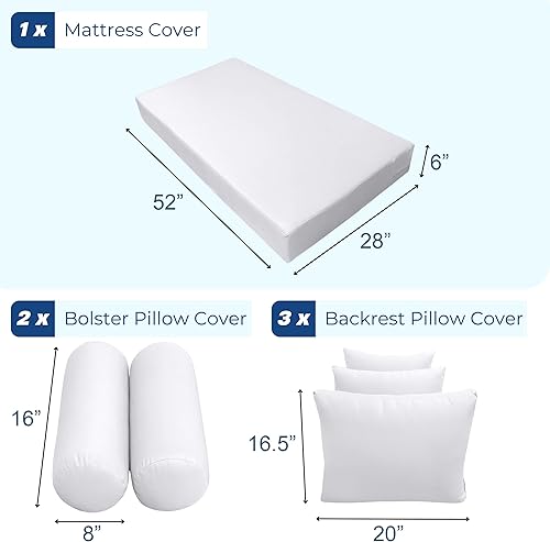 Miniatura 2 de Prolinemax Estilo 3 – Cojín de colchón y almohada para sofá cama interior al aire libre, porche, cama oscilante, ribete de contraste, tamaño de cuna