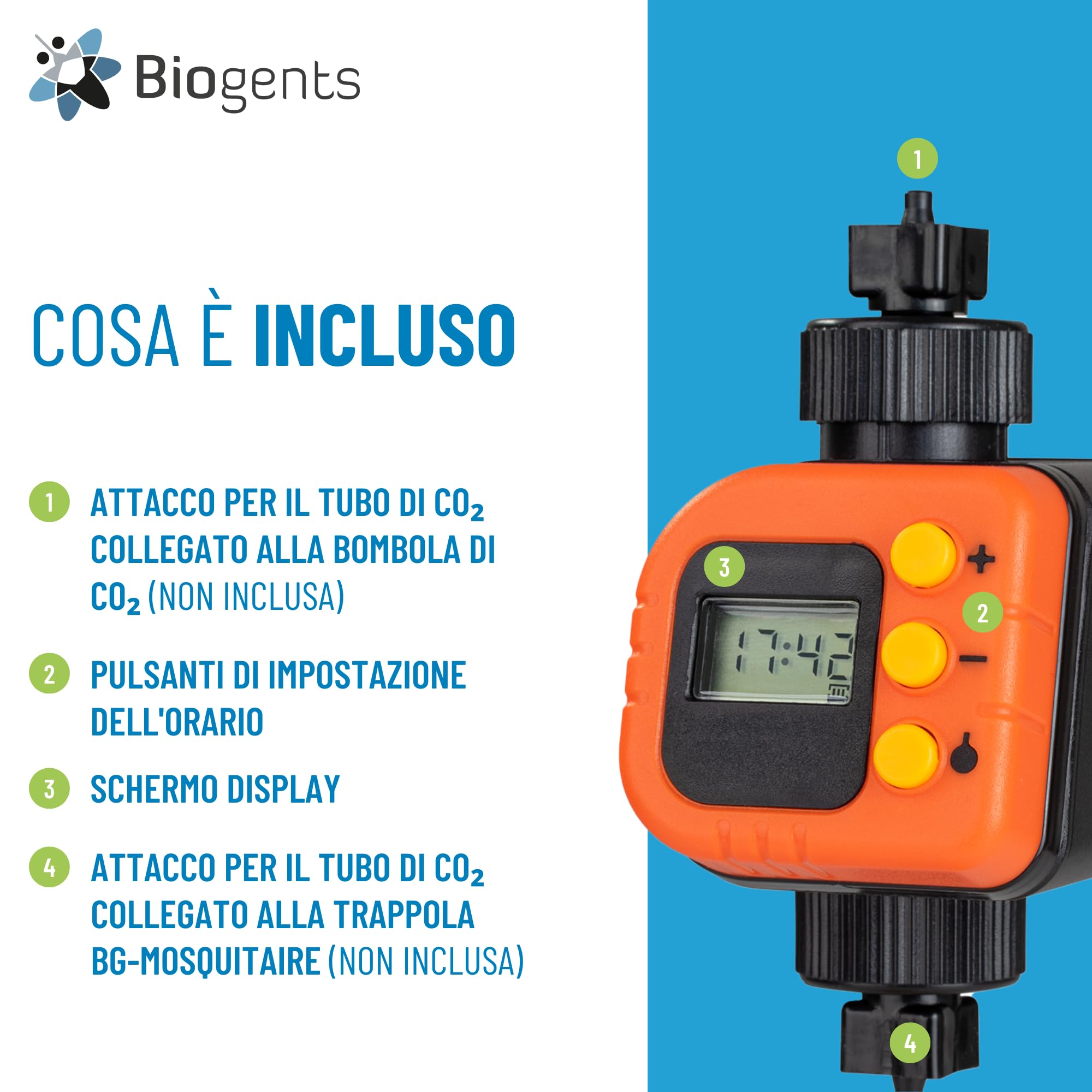 Biogents Biogents-BG-CO2-Timer, Timer per la riduzione del consumo di CO2 di trappole per zanzare Che lavorano con la CO2