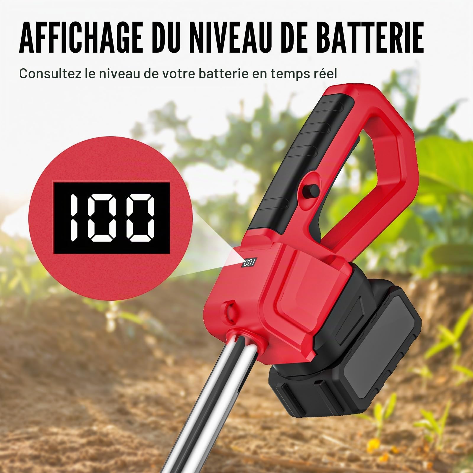 Motoculteur sans fil 21 V, Motoculteur à Batterie avec 2 x 4.0Ah Batterie, Moteur sans balais, Écran LED, largeur de travail 30 cm, profondeur de travail 36 cm, Motoculteur Électrique (2x4.0Ah)