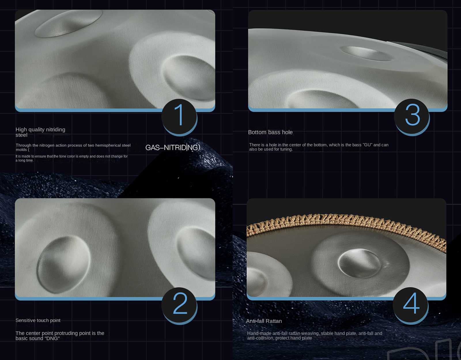 Amazon｜ハンドパン メジャー ハンドパン ドラム 9/10 ノート 22