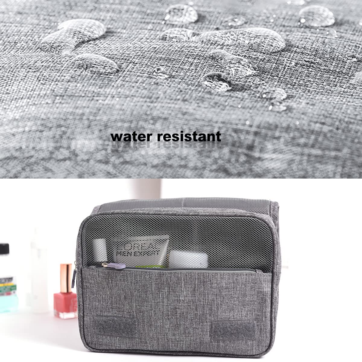 Bolsa de cosméticos Bolsa de maquillaje de viaje Mano Portátil Niñas Cosméticos Casos de mujer Bolsa de aseo grande Cremallera Organizador, gris