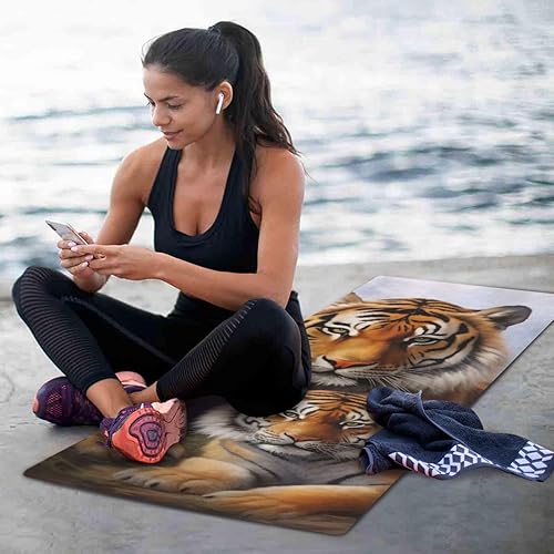 Miniatura 6 de Kigai Tiger on Grass - Tapete de yoga antideslizante  Esterilla plegable de viaje con bolsa de almacenamiento para todo tipo de yoga, pilates y