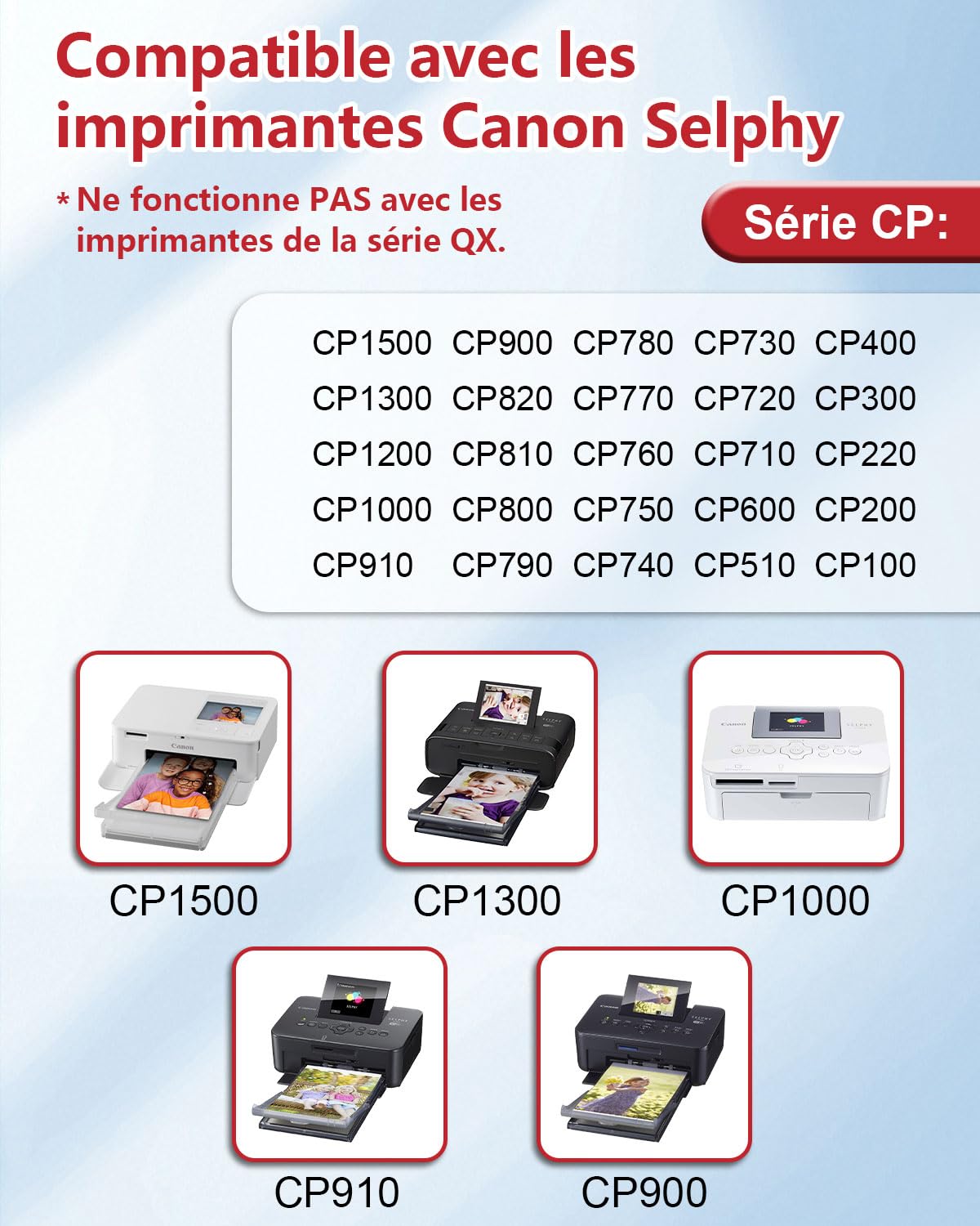Cruxer Compatibile con Canon Selphy CP1300 CP1500 KP-108in 10x15 cm Carta fotografica KP-108 per Canon Selphy CP910 CP800 CP810 CP780 CP760 CP1000 CP1200, 108 lucida Foglio Paper und 3 Cartucce