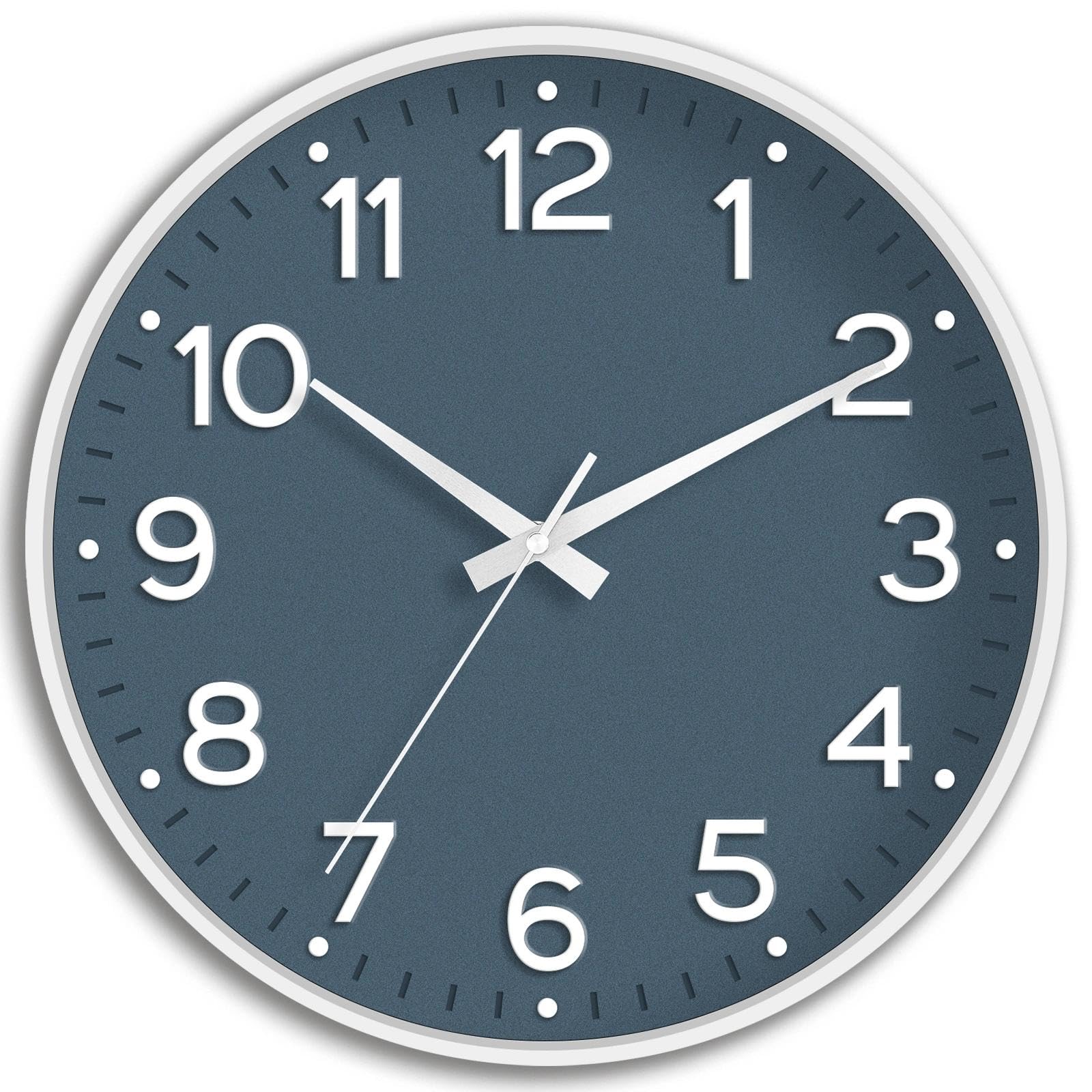 Photo 1 of Roymnie Wall Clock 10 Inch Silent Wall Clocks Battery Operated-Modern Non Ticking Analog Clock Decorative for Kitchen Bedroom Office Bathroom(Azure Blue)