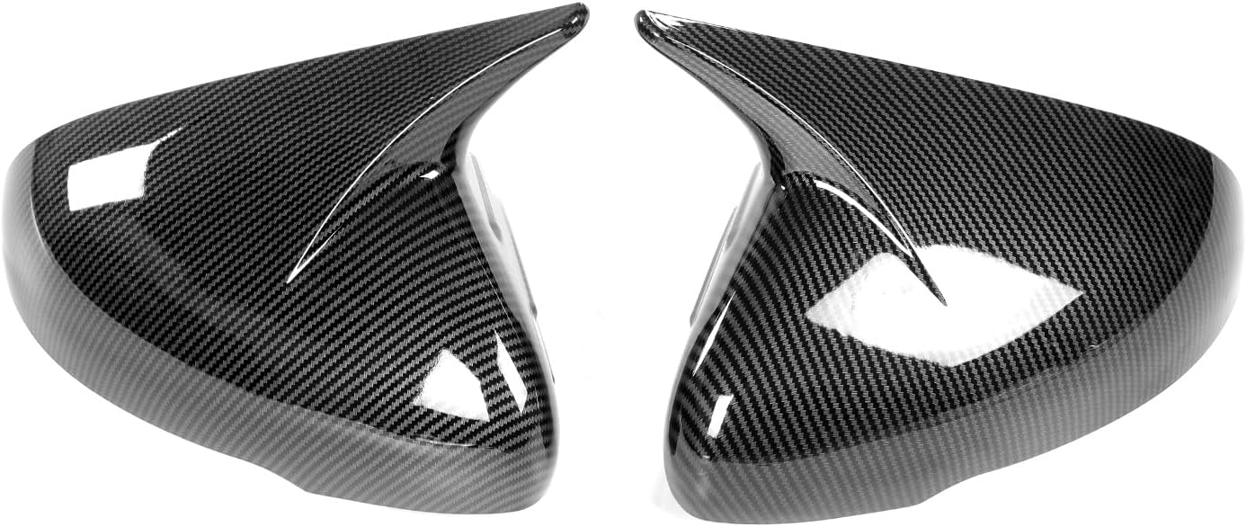 YOUTOOCAR 2PCS Carbon Fiber Pattern Cow Horn Exterior Mirror Covers Side Rear View Mirror Covers Compatible with Kia Stinger 2018-2023 Accessories