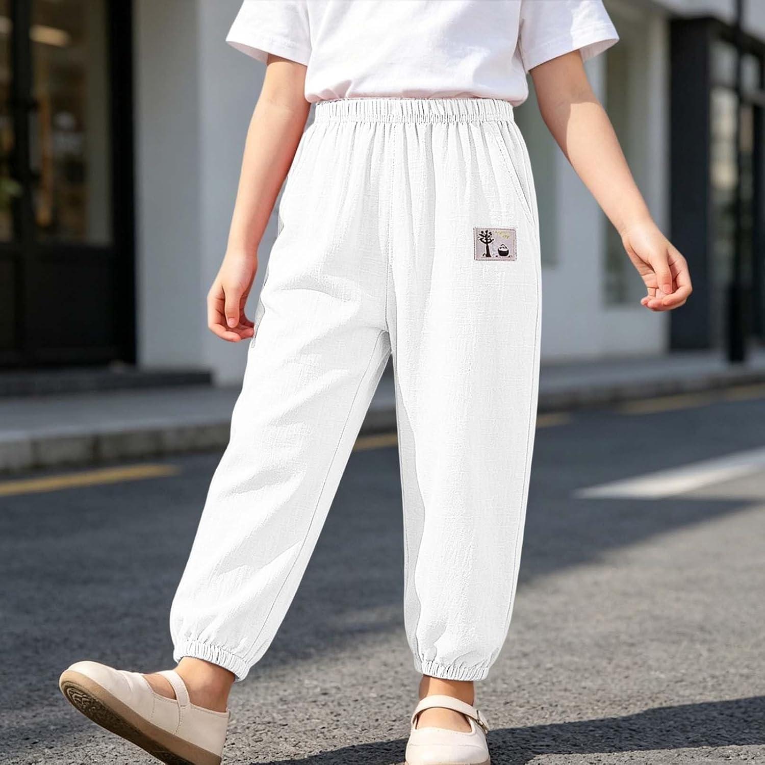 Girls Uniform Pants Kids High Stretchy Dress Pants with Pockets Sweatpants for Girls Size 7 to 14 Years