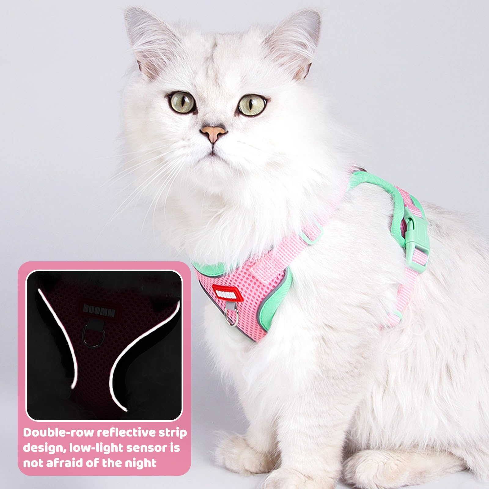 Harnais Chat avec Rétractables Laisse pour Chat, Reglable Harnais Chaton, et 3m Laisse Chat Rétractables, pour Chat Petit Chien Rose