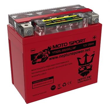 Neptune YTX20L-BS GEL High Performance Replacement Power Sports- Maintenance Free - Sealed AGM Battery ETX20L BS For Motorcycle ATV UTV snowmobile