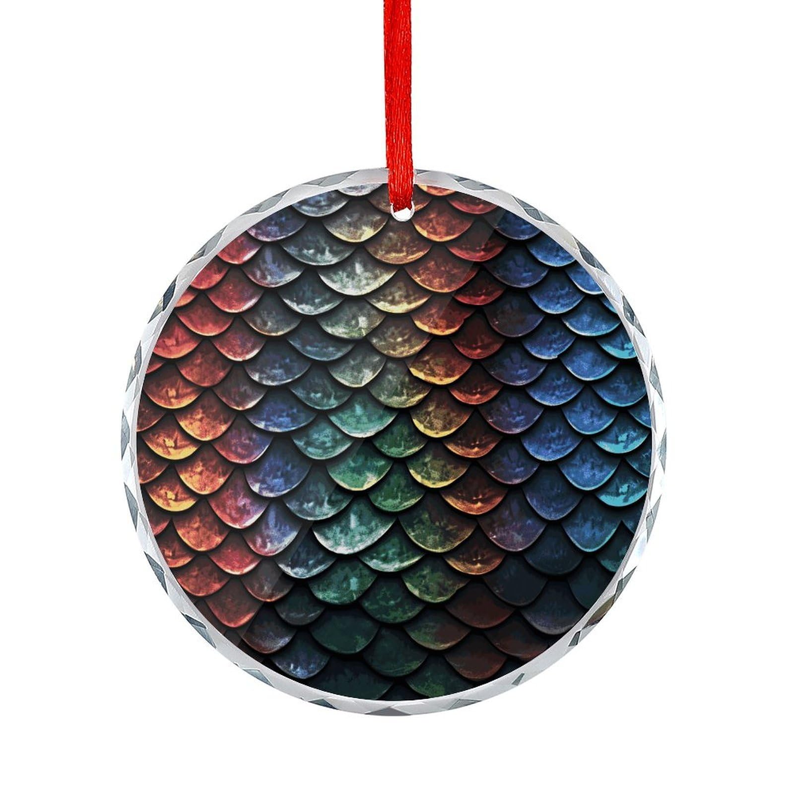 Fodpand Women's Style Dragon Scale Round Glass Ornament Keepsake Gift Exchange Ideas Car Decor,Christmas Ornaments For Tree Window Garden Ornaments