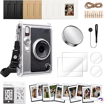 Mini EVO Camera Case and Accessories Bundle, for Fuji Mini EVO Leather Case/Screen Protector/Album/Frames/Stickers
