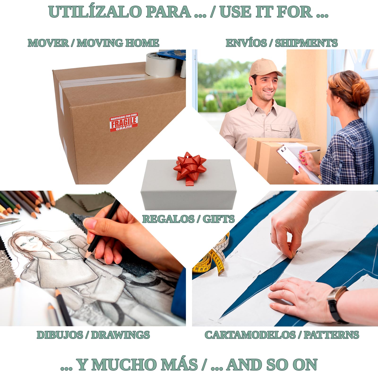 Papel de Embalaje blanco - 900g - Papel periodico reciclados para cajas carton mudanza, burda patrones, bocetos y dibujos/cajas para mudanzas/cinta embalar/manta mudanza