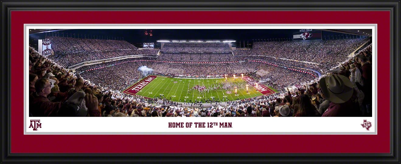 Texas A&M Football, Night Game - Unframed Poster by Blakeway Panoramas (40"W x 13.5"H)
