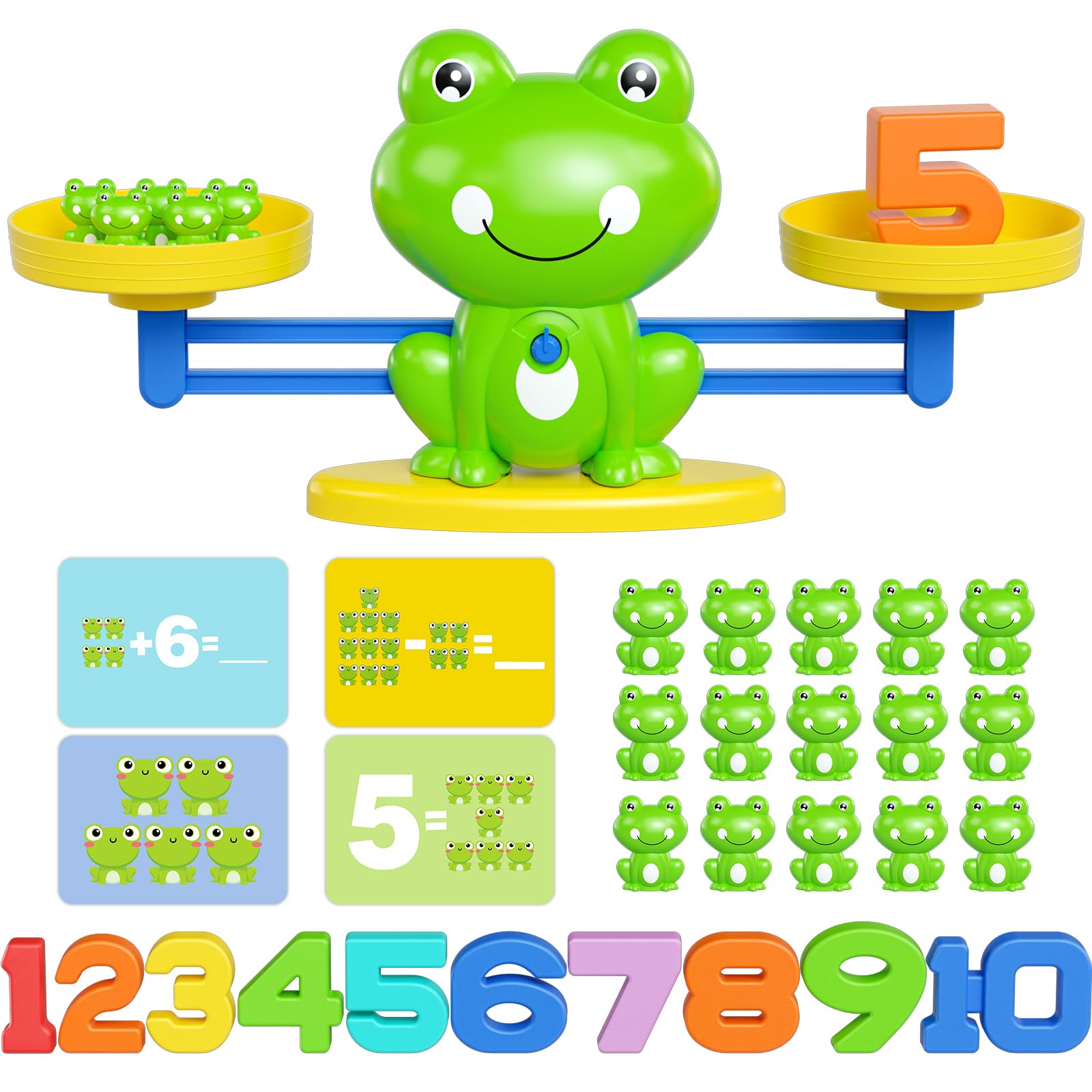 Juego de matemáticas de equilibrio de ranas, juguete educativo para preescolares que aprenden a contar, sumar y resta, recurso interactivo de números STEM para niños de 3 años en adelante